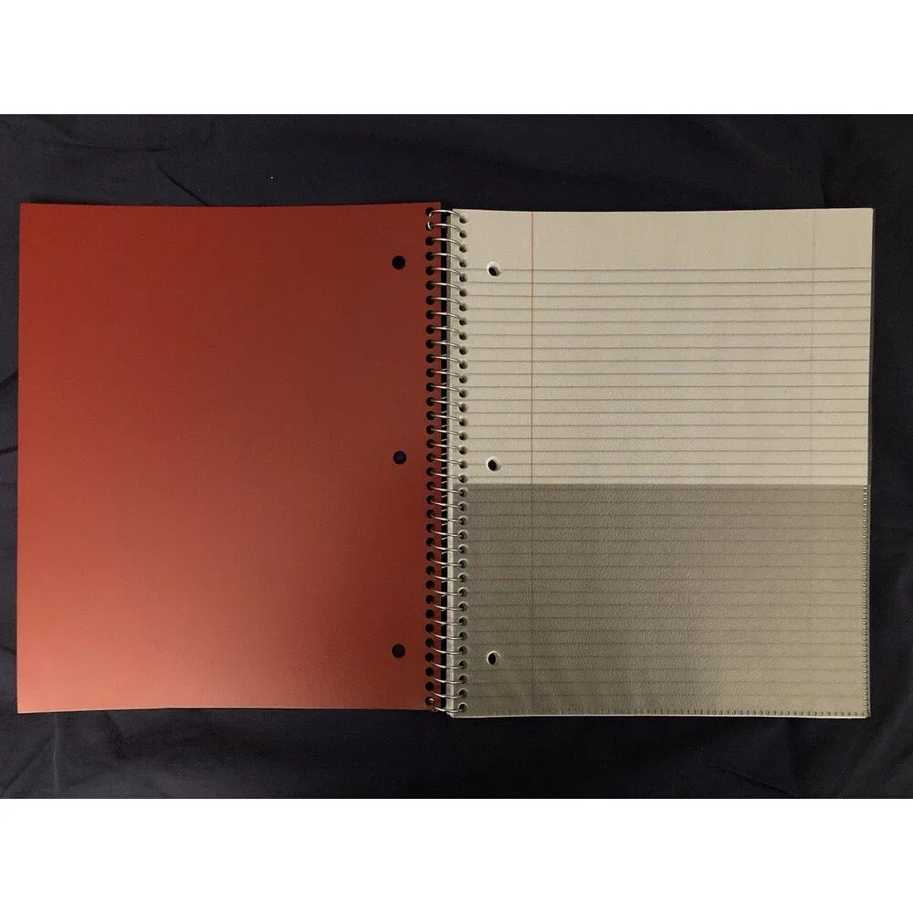 College Ruled Spiral Notebook With Pocket | Maroon Front Cover | 57 Sheets